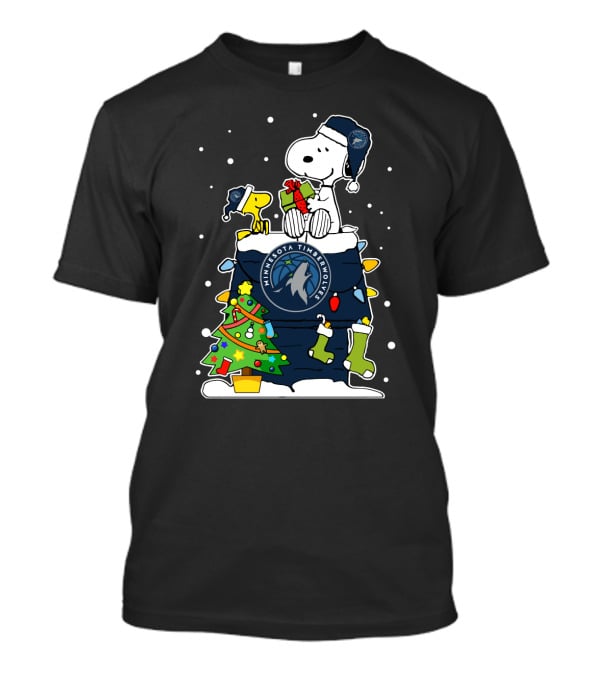 Minnesota Timberwolves Snoopy Christmas Peanuts Holiday Theme T-Shirt