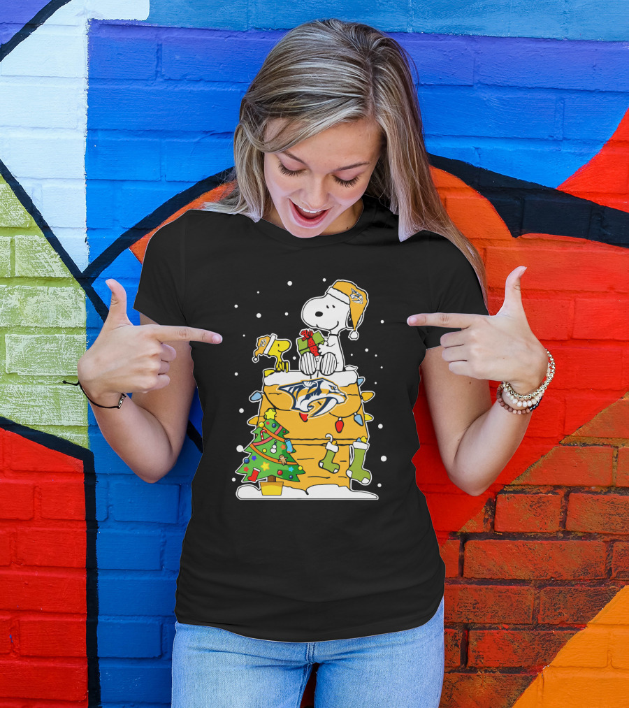 Nashville Predators Snoopy Christmas Celebration T-Shirt