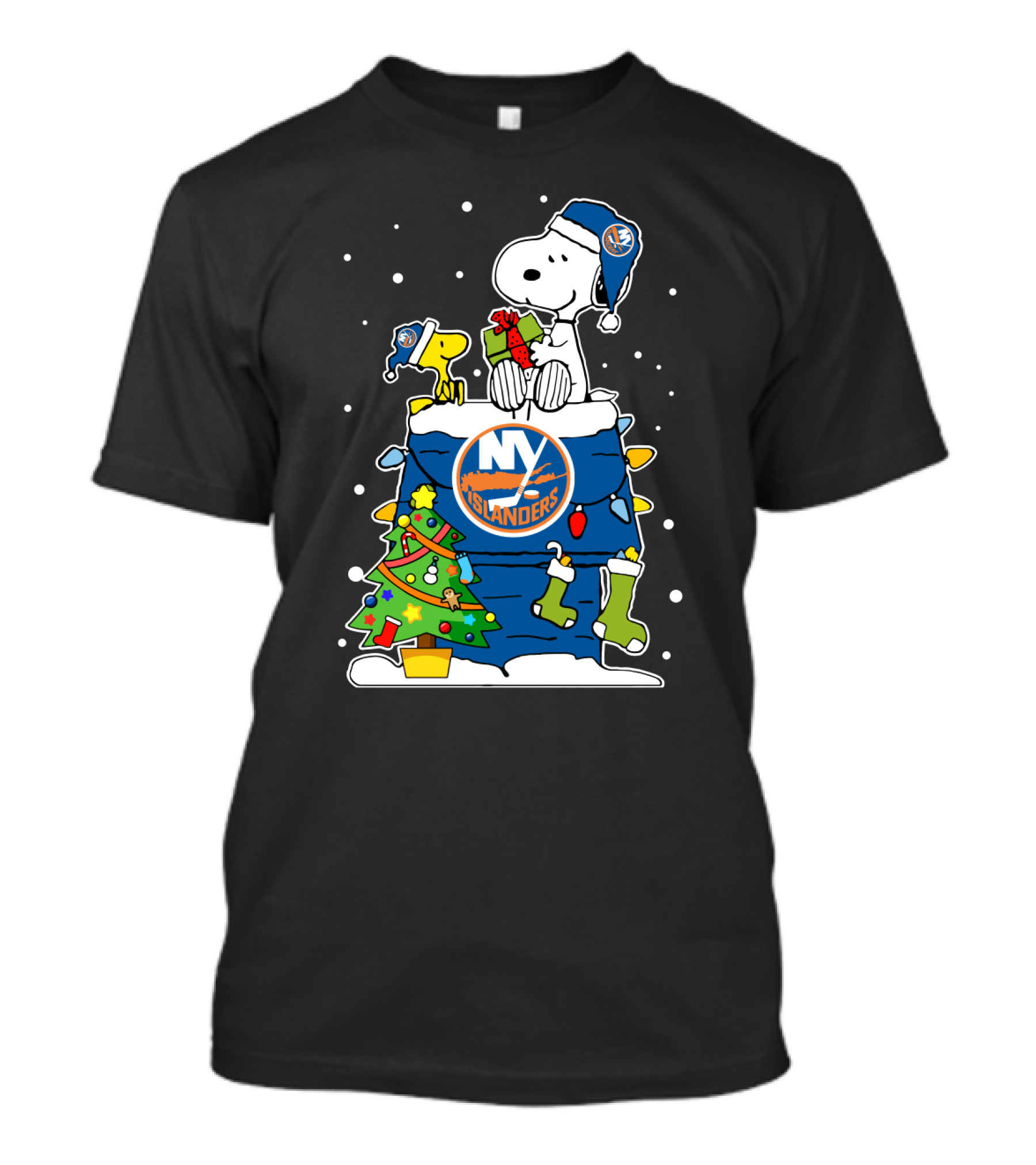 New York Islanders Snoopy And Woodstock Christmas Hockey Fans T-Shirt