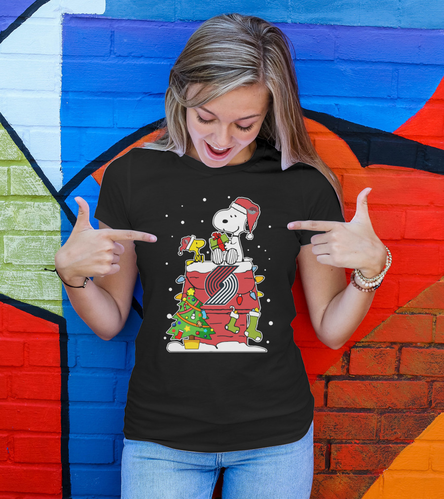 Portland Trail Blazers Snoopy Christmas Peanuts  Fan Holiday T-Shirt