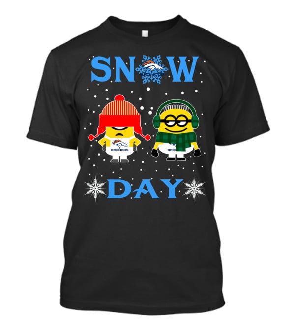 Denver Broncos Snow Day Minion Fans Winter Fun T-Shirt