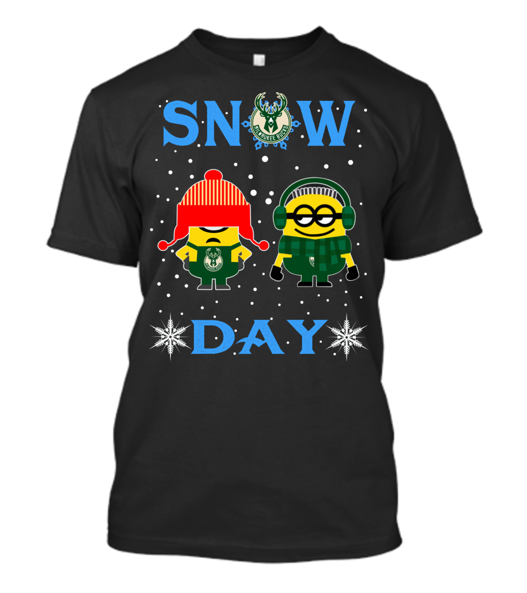 Milwaukee Bucks Snow Day Minion Fans Winter Theme T-Shirt