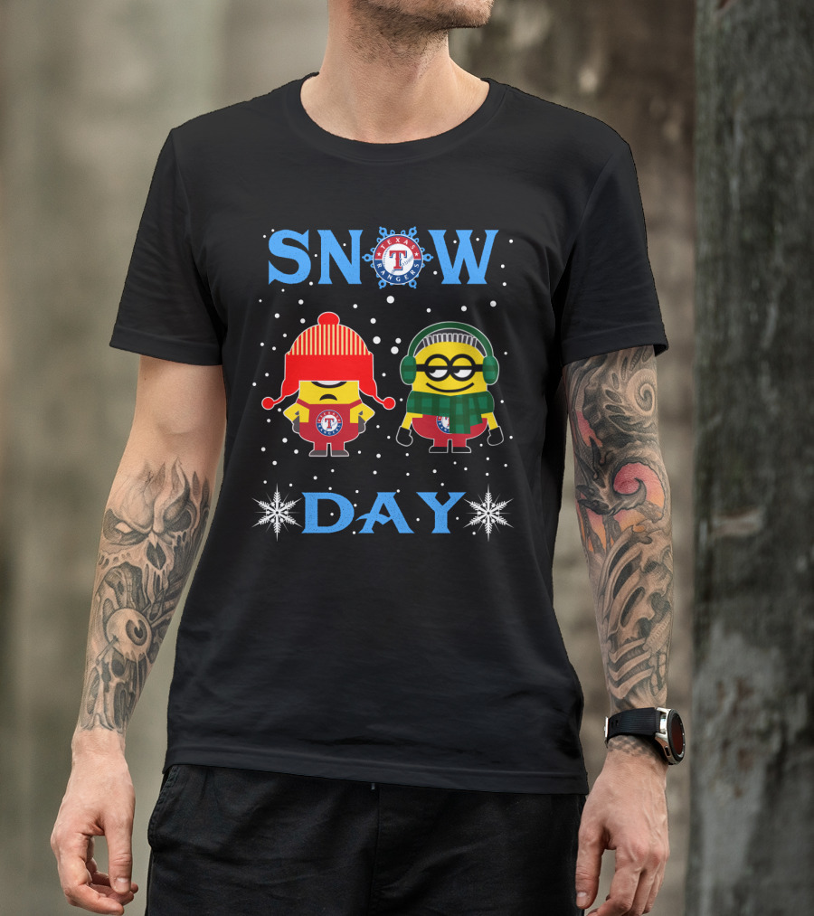 Texas Rangers Snow Day With Minion Fans T-Shirt