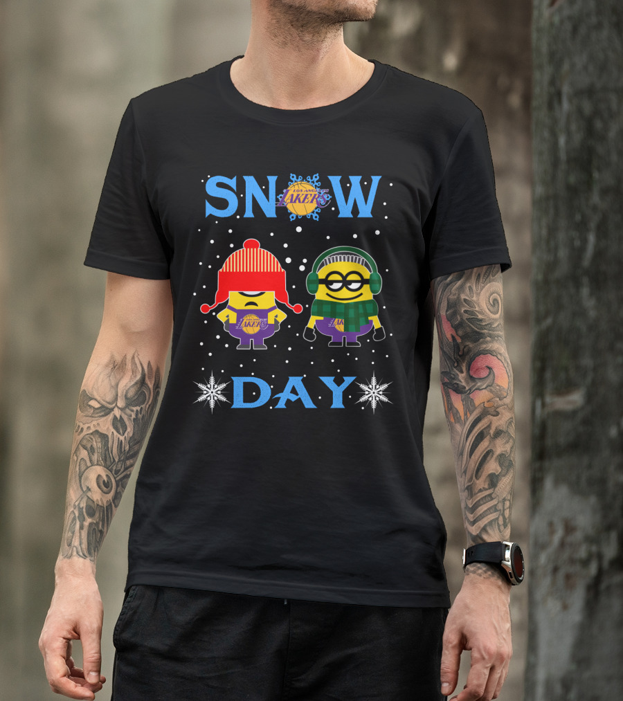 Snow Day Los Angeles Lakers Minions Winter Fun T-Shirt