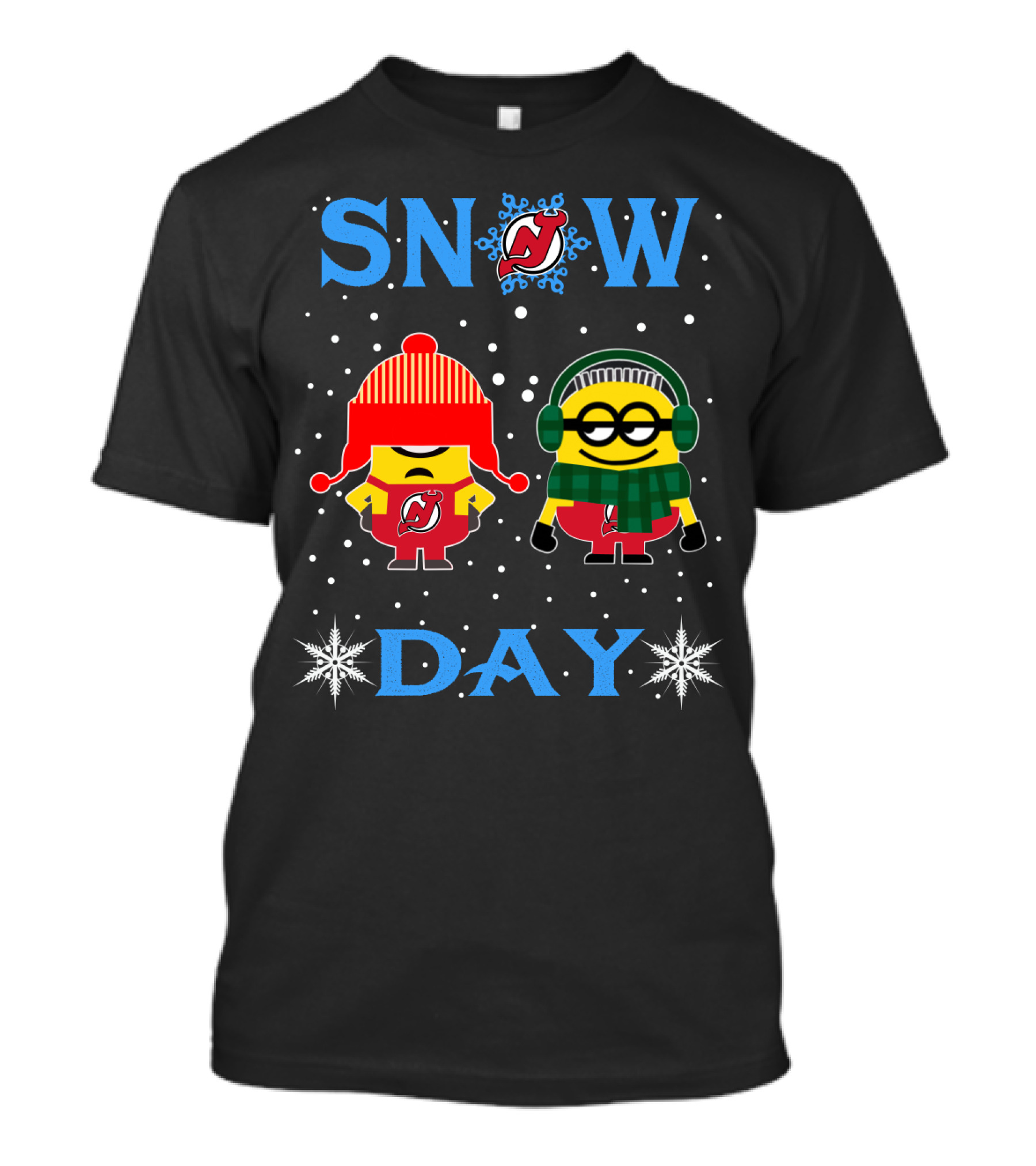 Snow Day New Jersey Devils Minions Winter Fun T-Shirt