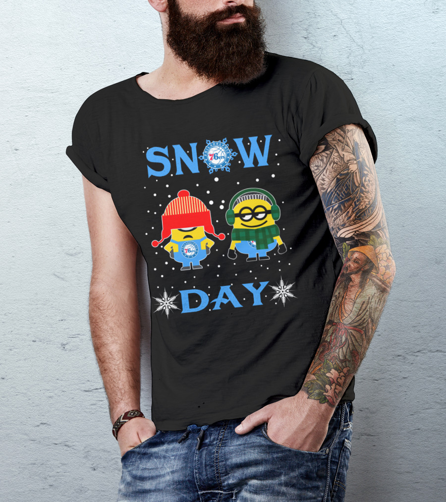 Snow Day Philadelphia 76ers Minion Winter Fun T-Shirt