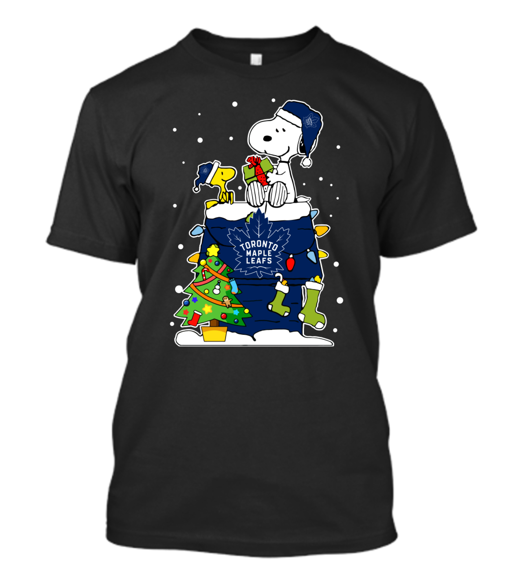 Toronto Maple Leafs Snoopy And Woodstock Christmas Scene T-Shirt