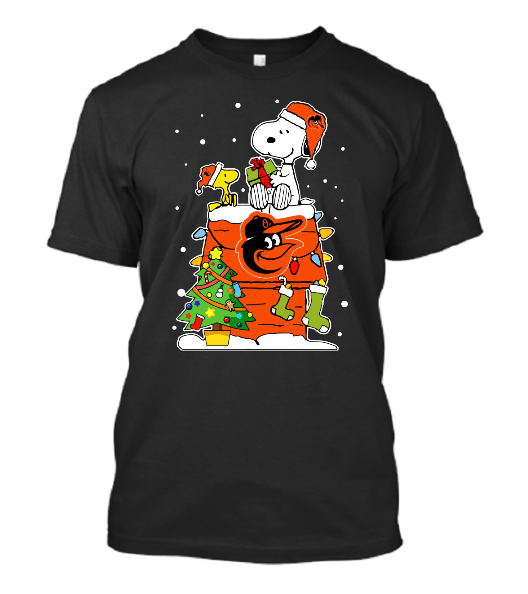 Baltimore Orioles Snoopy Christmas Doghouse Scene T-Shirt