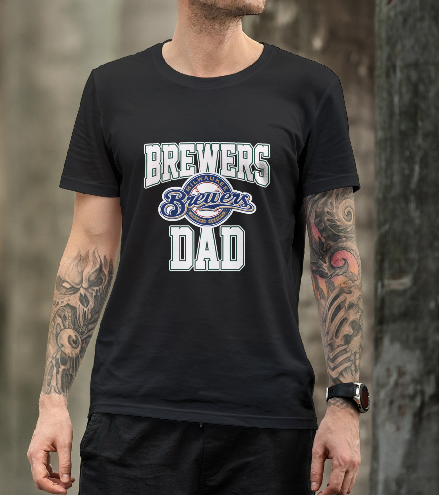 Milwaukee Brewers Dad Team Logo Recognition T-Shirt