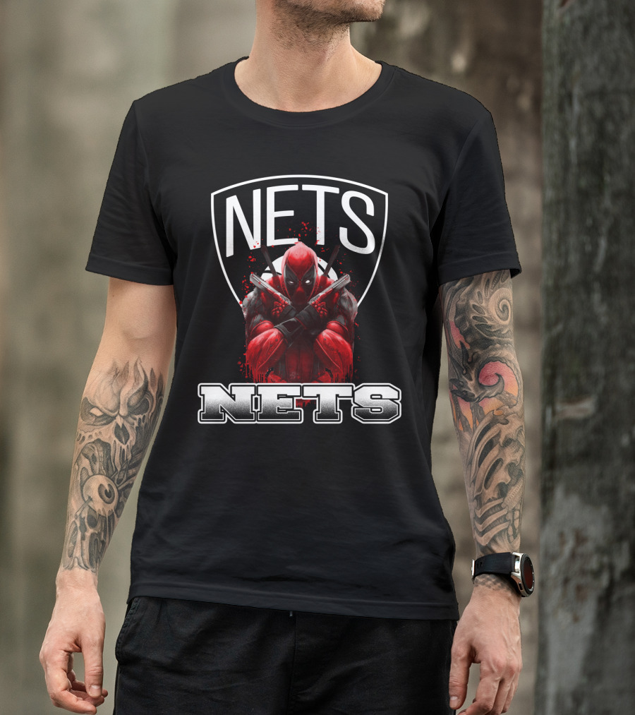 Brooklyn Nets Deadpool Crossover Fans Basketball And Comics T-Shirt