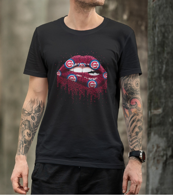Glittering Chicago Cubs Lips With Team T-Shirt