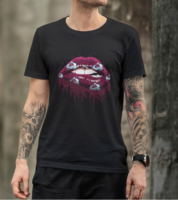 Colorado Avalanche Glitter Lips Fan Art For Supporters T-Shirt