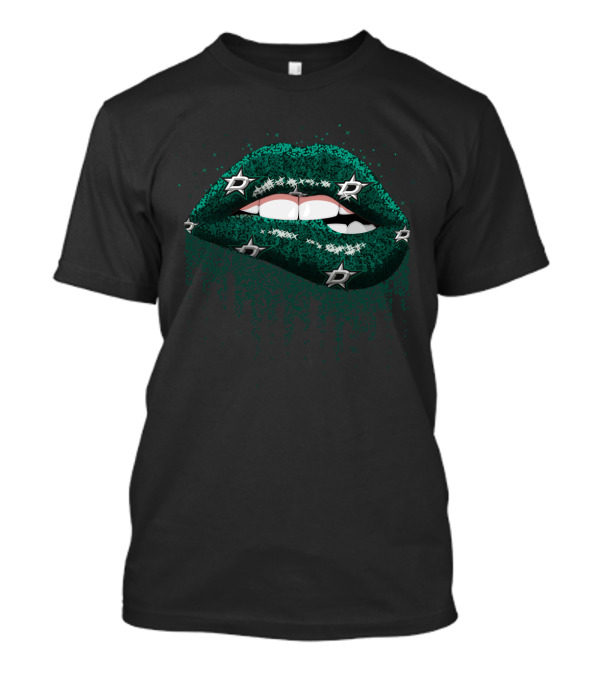 Green Glitter Lips Featuring Stars Iconography For Dallas Fans T-Shirt