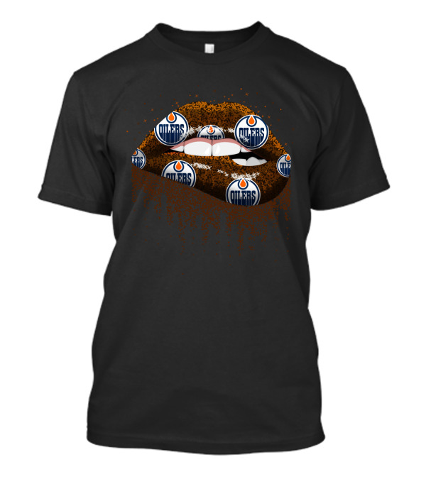 Edmonton Oilers Glitter Lips Hockey Fan T-Shirt