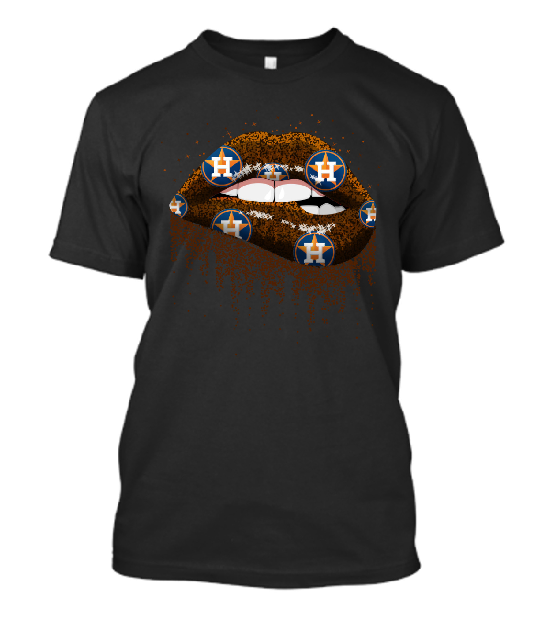 Glitter Lips Houston Astros Fans Lipstick Art With Team T-Shirt