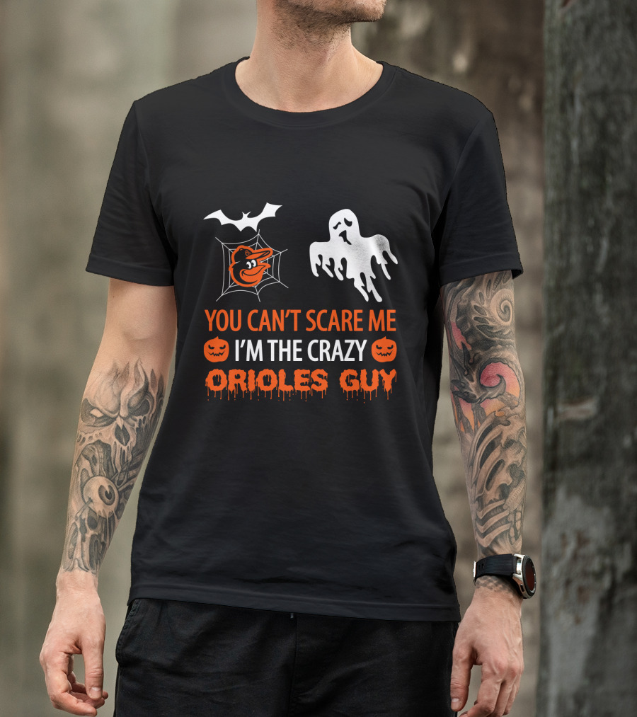 Crazy Orioles Guy Halloween Shirt With Ghost And Spiderweb T-Shirt
