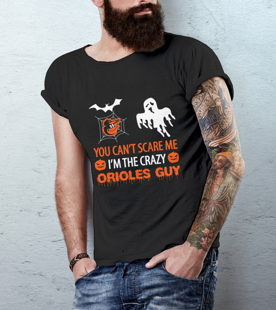 Crazy Orioles Guy Halloween Shirt With Ghost And Spiderweb T-Shirt