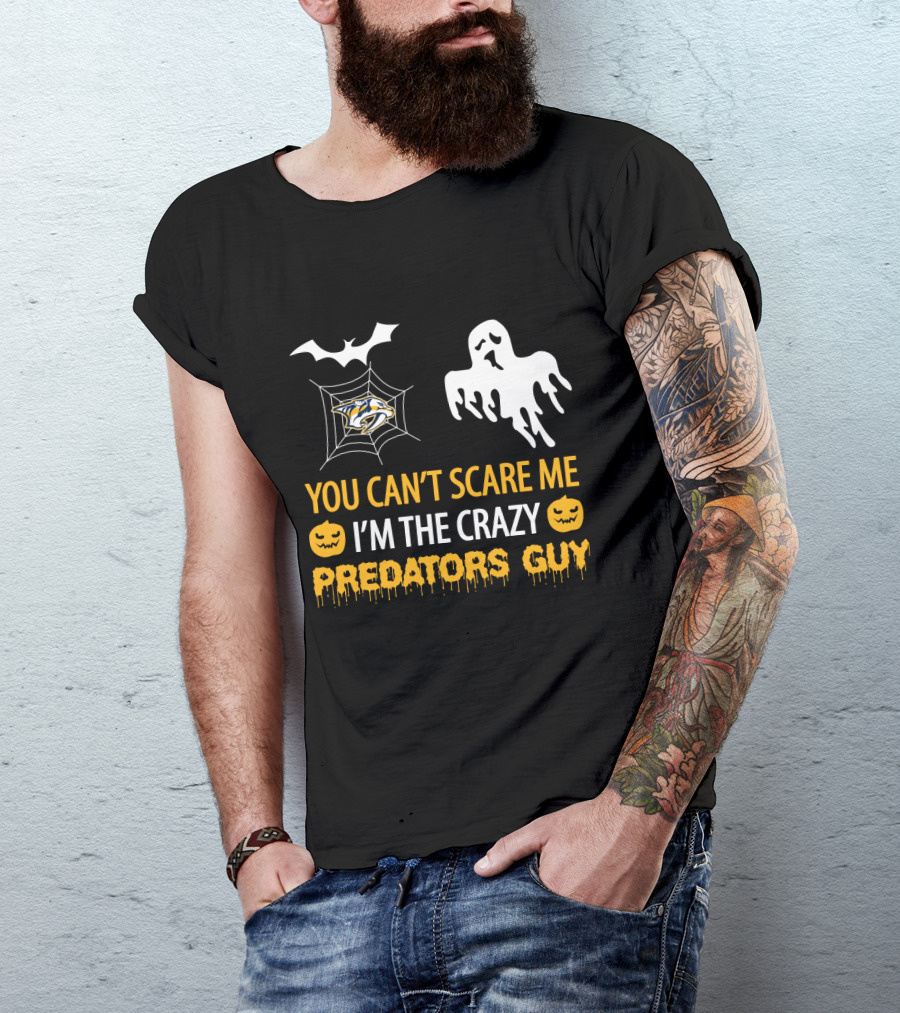 You Can't Scare Me I'm The Crazy Nashville Predators Guy Halloween Ghost Pumpkin T-Shirt