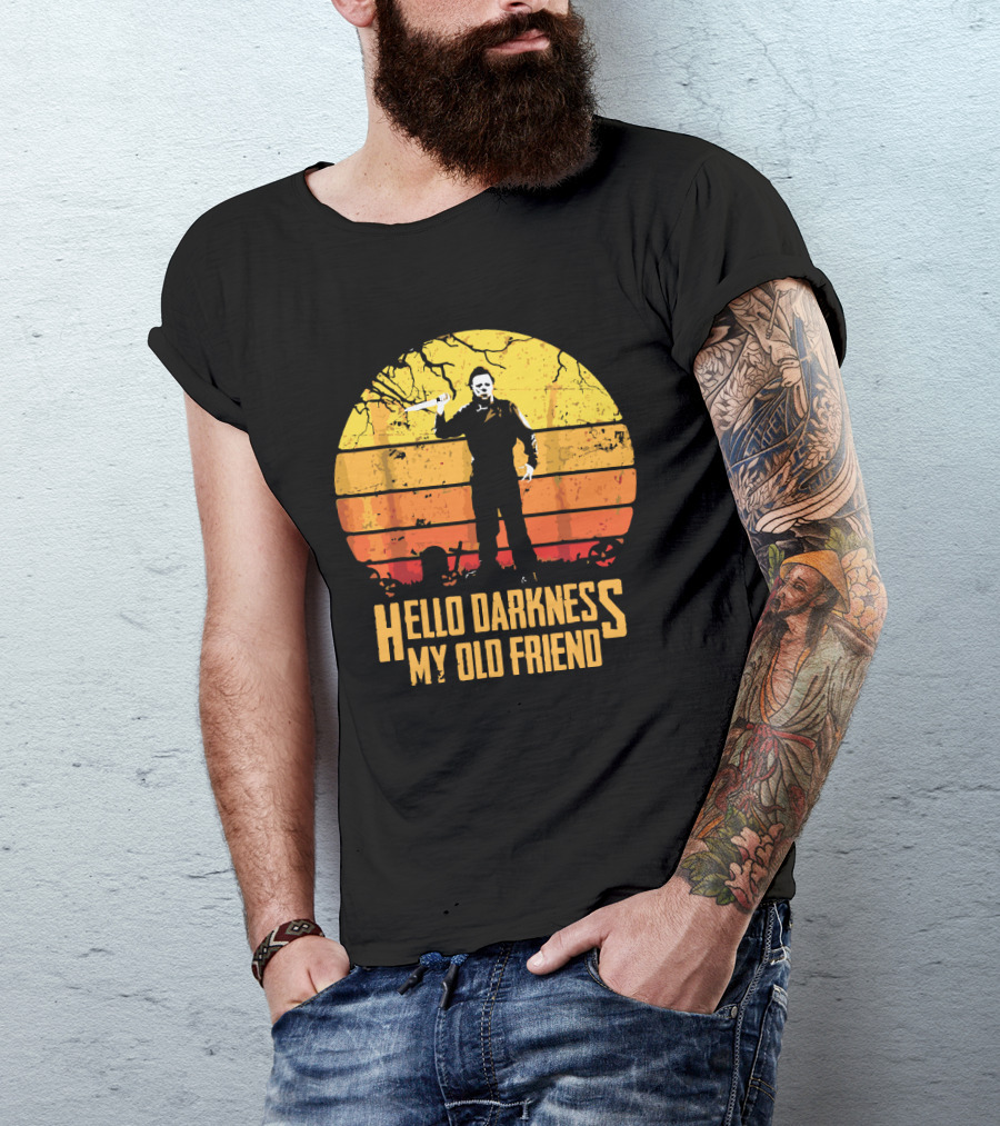 Hello Darkness My Old Friend Michael Myers Retro Sunset T-Shirt