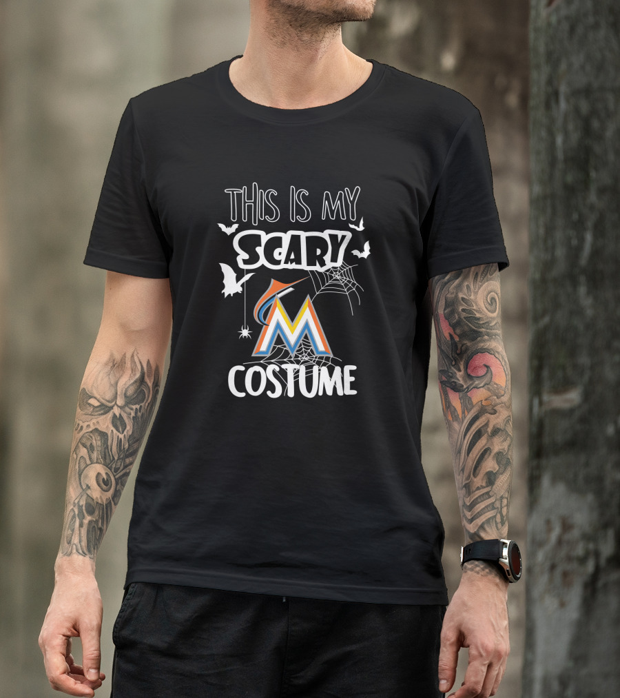 This Is My Scary Miami Marlins Costume With Bats And Spiderwebs T-Shirt