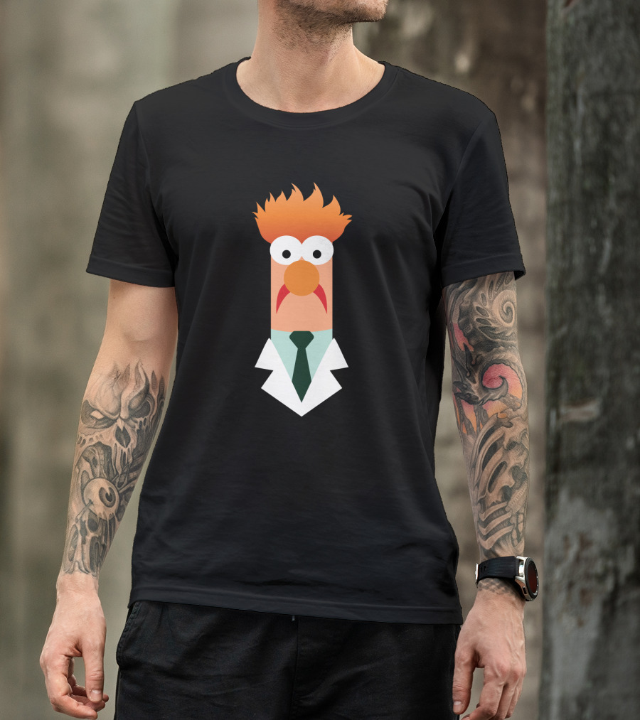 Beaker Character Muppets Scientist Iconic Lab Coat And Tie T-Shirt