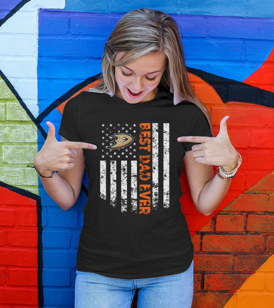 Anaheim Ducks Best Dad Ever Grunge American Flag T-Shirt