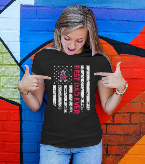Los Angeles Angels Best Dad Ever American Flag T-Shirt