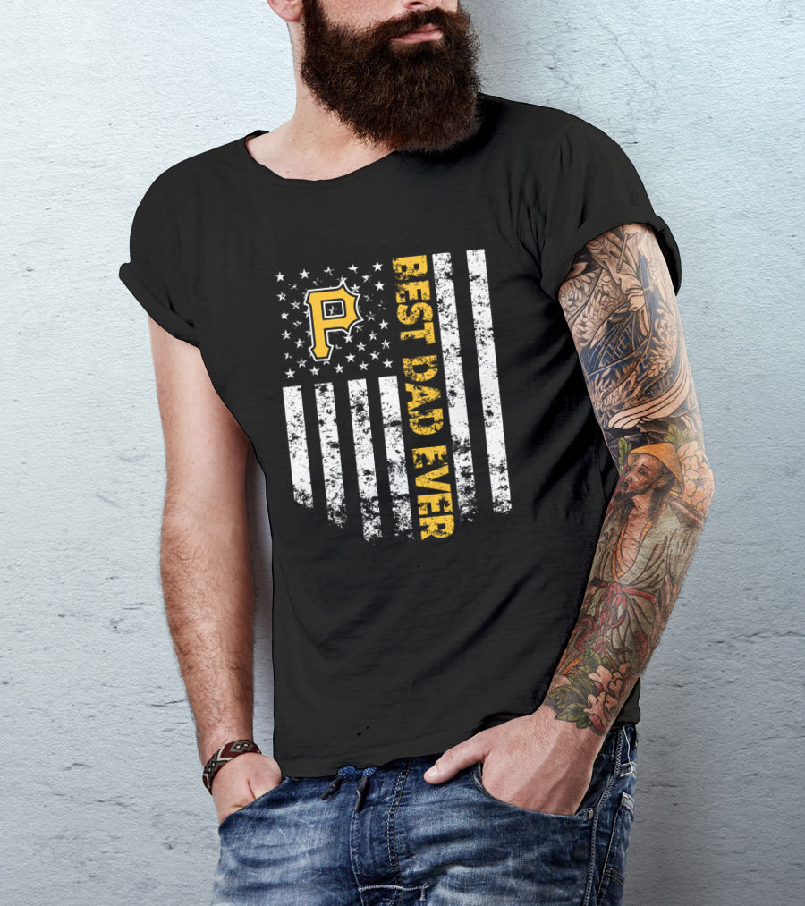 Best Dad Ever Pittsburgh Pirates P Logo Stars Stripes T-Shirt