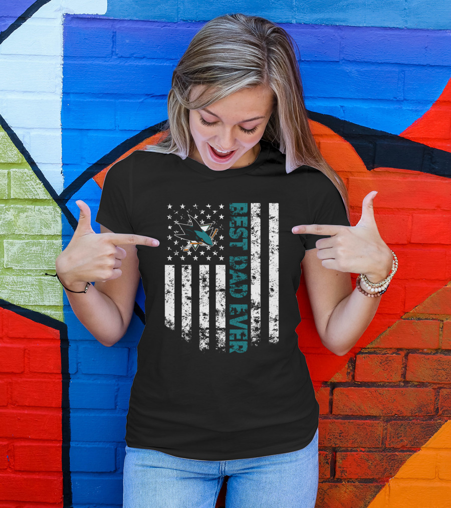 Best Dad Ever San Jose Sharks American Flag T-Shirt