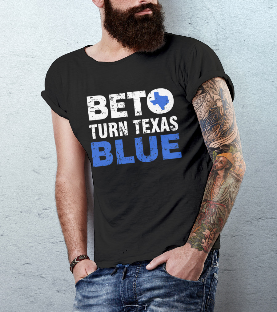 Beto O'Rourke Turn Texas Blue State Outline T-Shirt