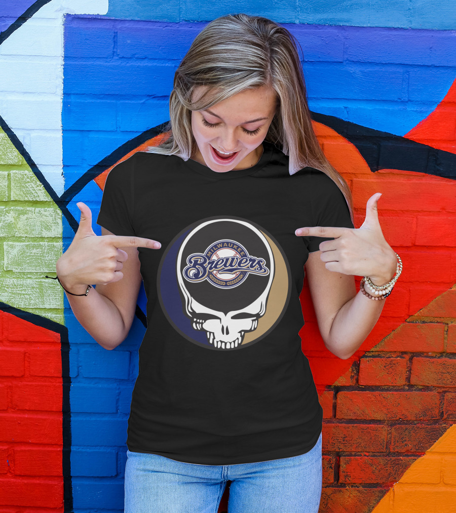 Milwaukee Brewers Grateful Dead Skull T-Shirt