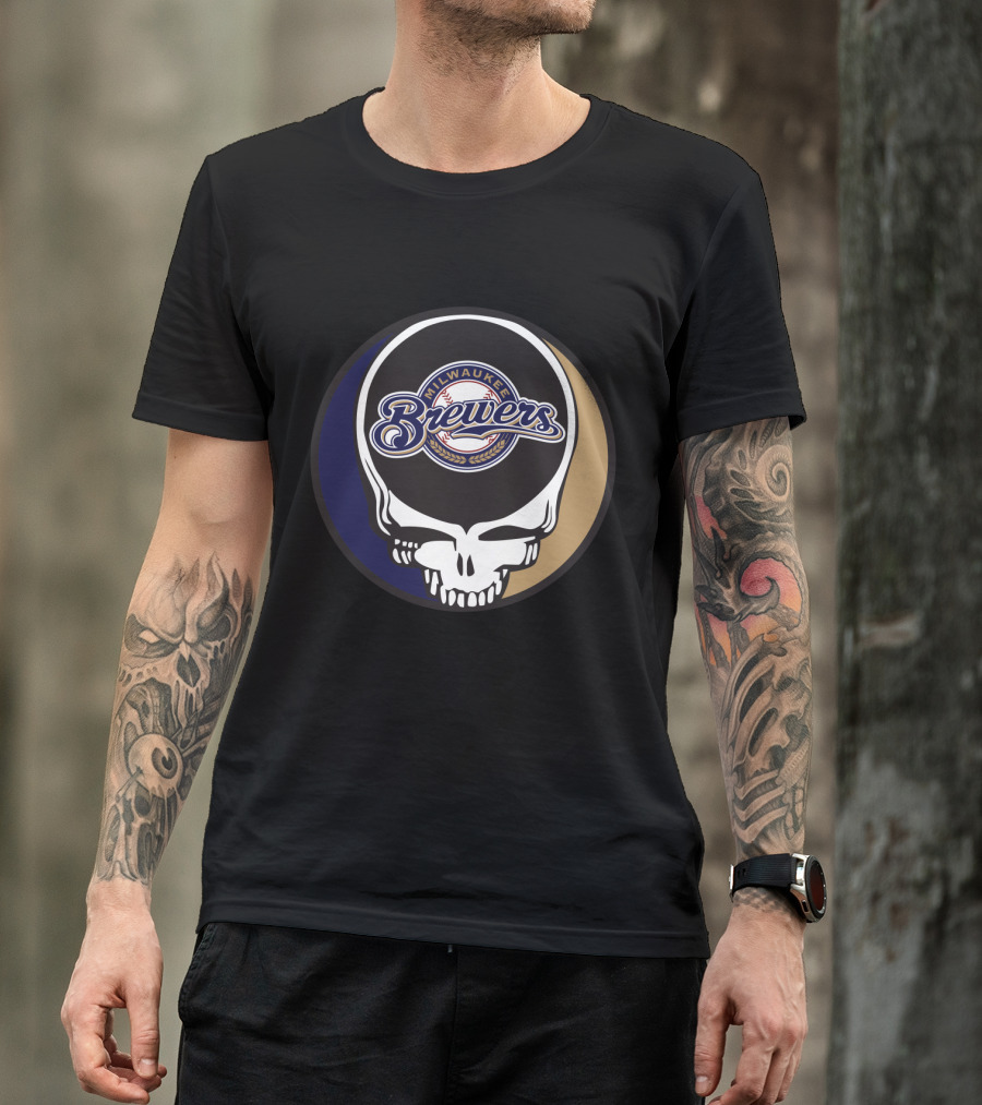 Milwaukee Brewers Grateful Dead Skull T-Shirt