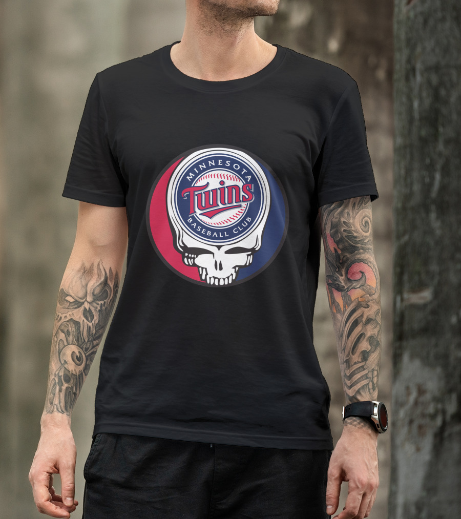 Minnesota Twins Baseball Club And Grateful Dead Skull Logo Mashup T-Shirt