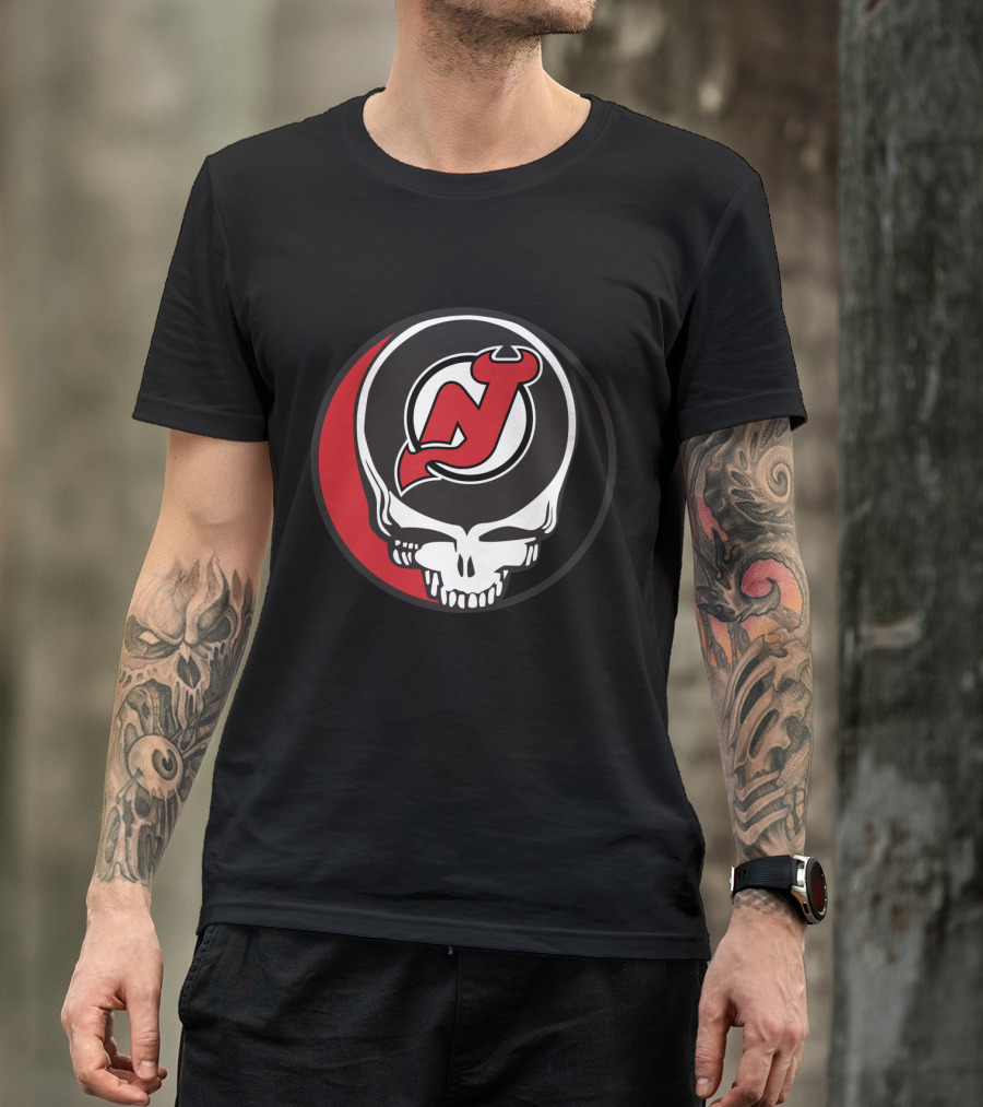 Grateful Dead Skull With New Jersey Devils Logo For Fans T-Shirt