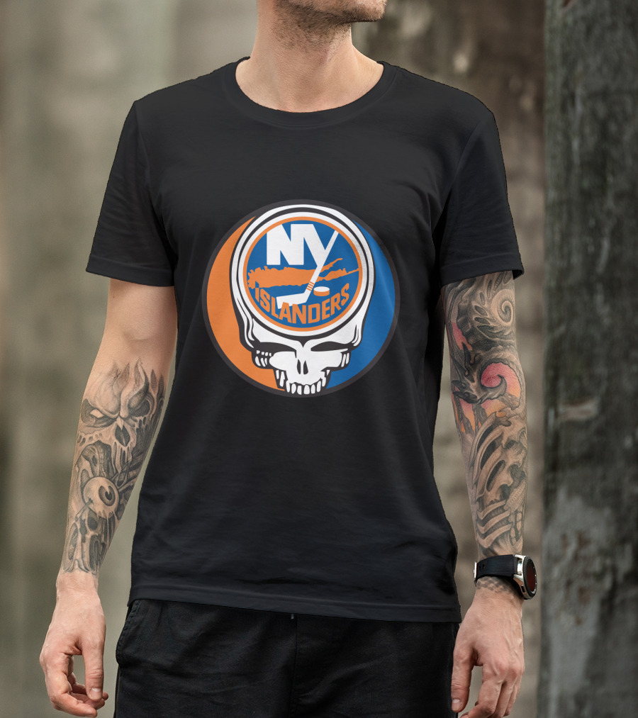 New York Islanders Grateful Dead Skull Logo Mashup T-Shirt