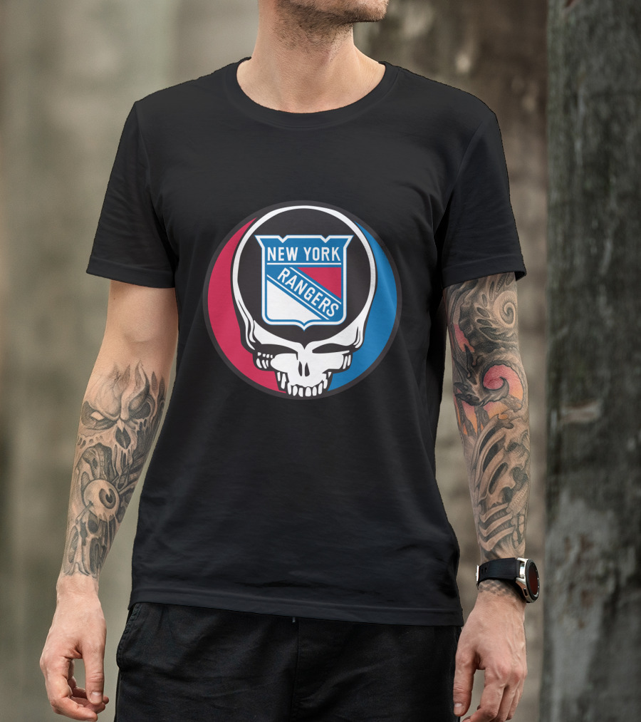 New York Rangers Grateful Dead Steal Your Face Skull Logo Fan T-Shirt