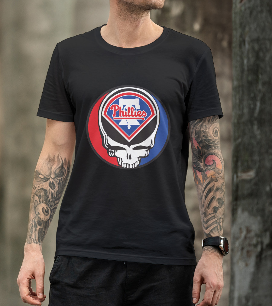 Philadelphia Phillies Grateful Dead Mashup Skull T-Shirt