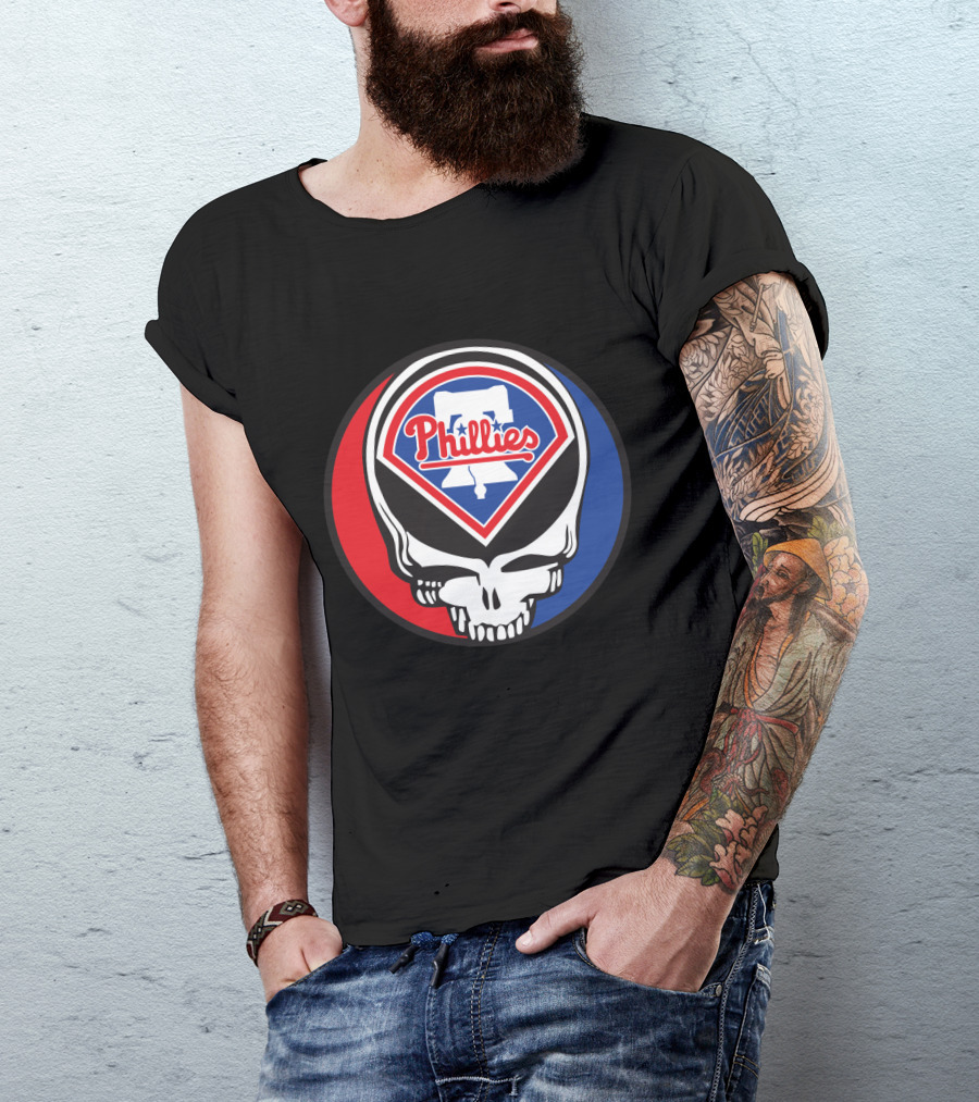 Philadelphia Phillies Grateful Dead Mashup Skull T-Shirt