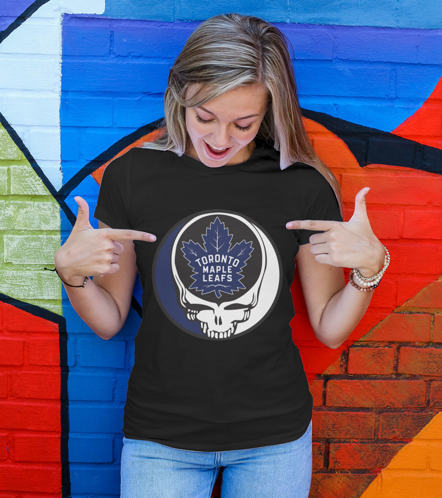 Toronto Maple Leafs Skull With Grateful Dead Style Leafs Fans T-Shirt