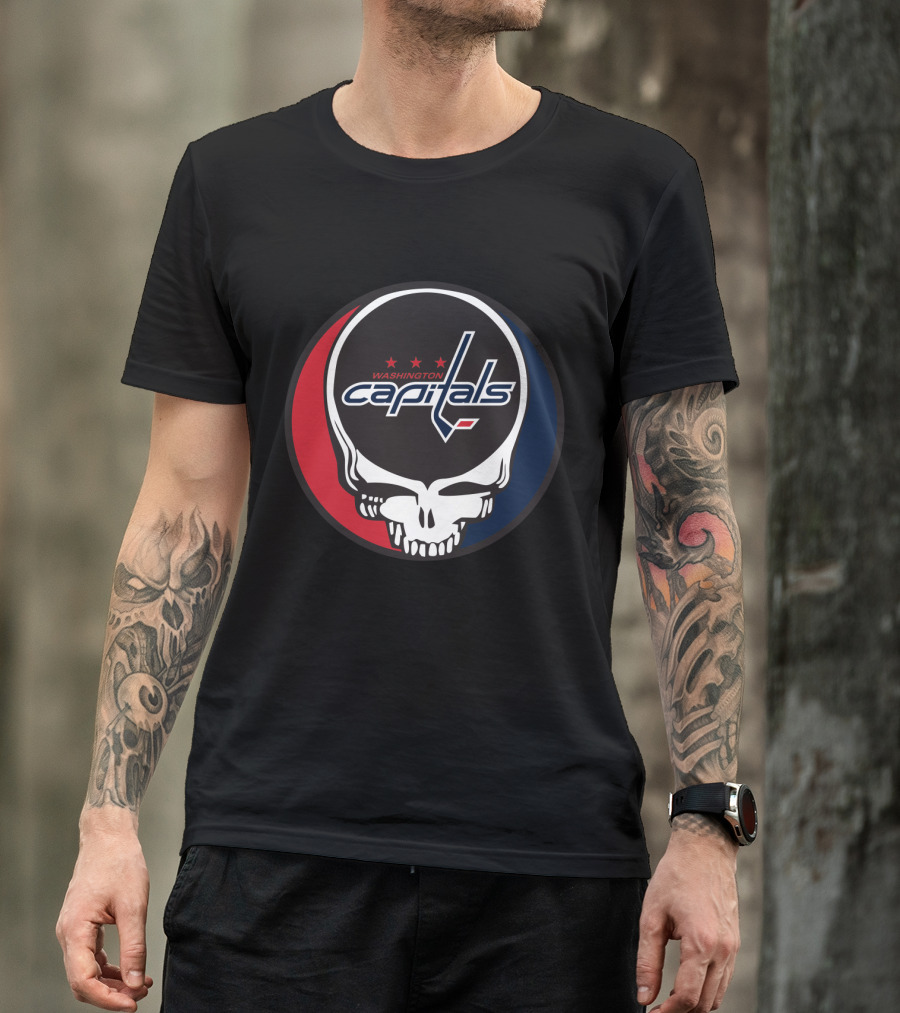 Washington Capitals Steal Your Face Hockey Skull T-Shirt