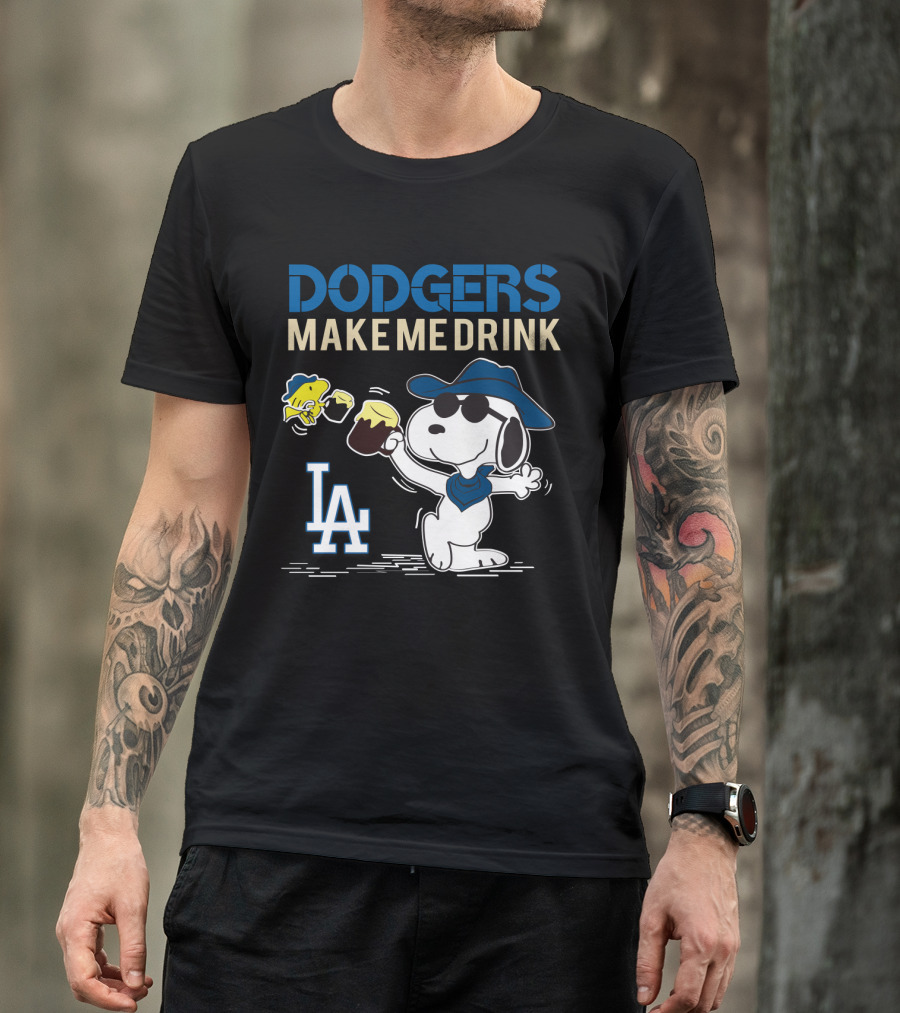 Dodgers Make Me Drink Snoopy LA Dodgers Fans Iconic T-Shirt