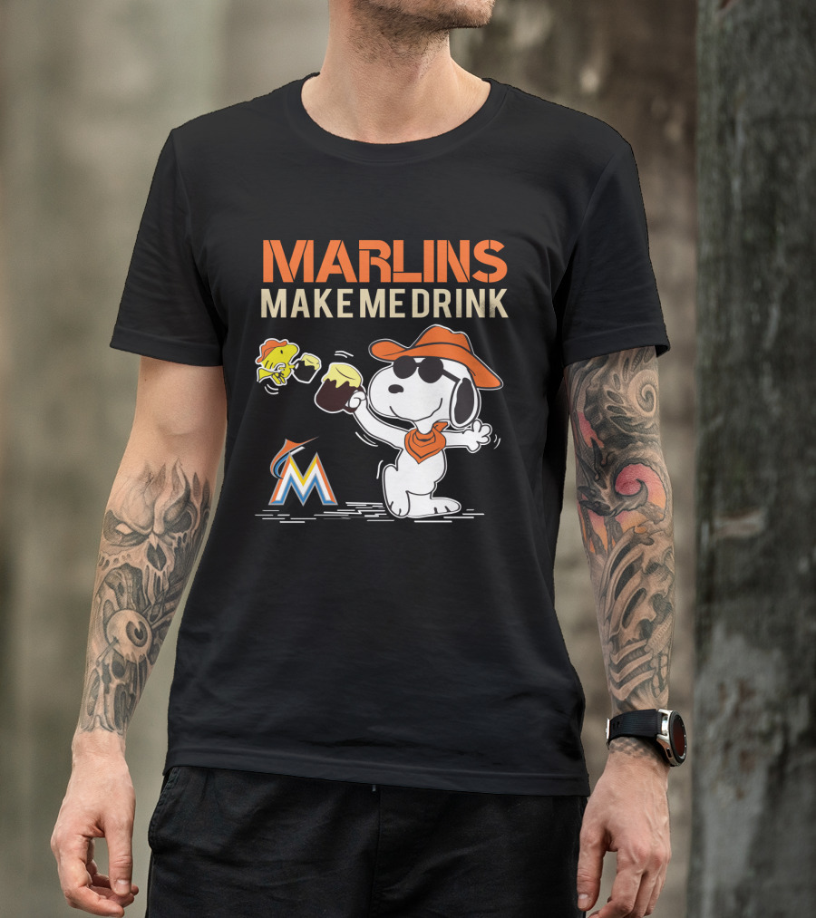 Marlins Make Me Drink Snoopy Miami Marlins Fans T-Shirt