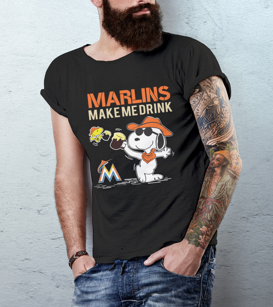 Marlins Make Me Drink Snoopy Miami Marlins Fans T-Shirt