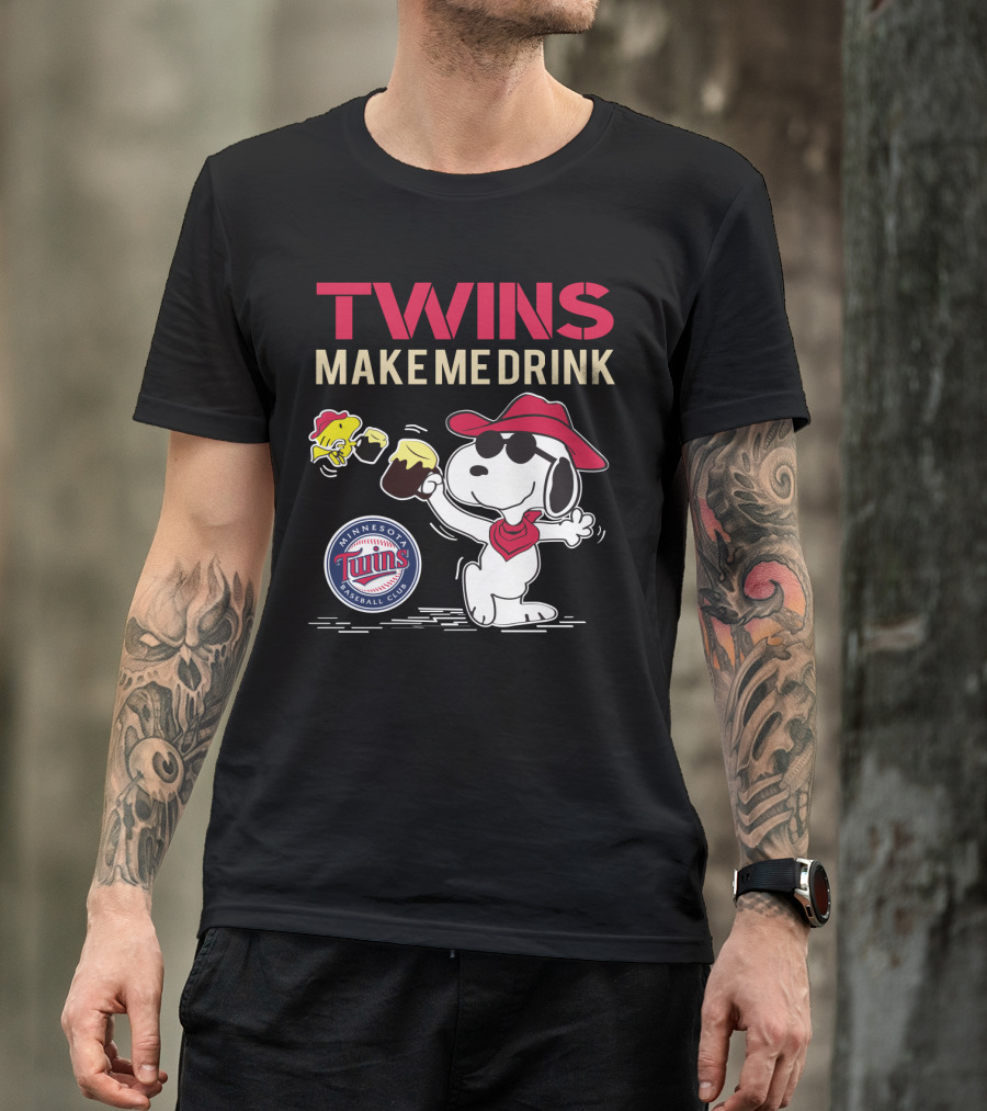 Snoopy Twins Make Me Drink Minnesota Baseball Club Fans T-Shirt