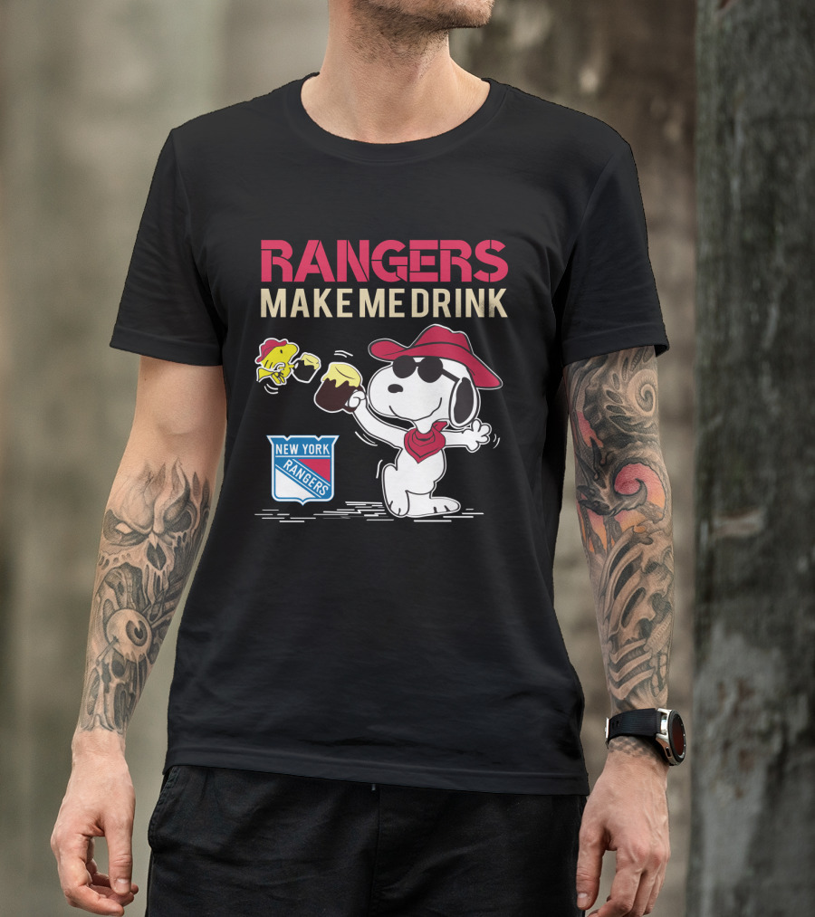 Snoopy New York Rangers Make Me Drink Shirt Fans Beer Cheers Hockey T-Shirt