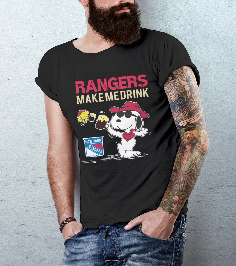 Snoopy New York Rangers Make Me Drink Shirt Fans Beer Cheers Hockey T-Shirt