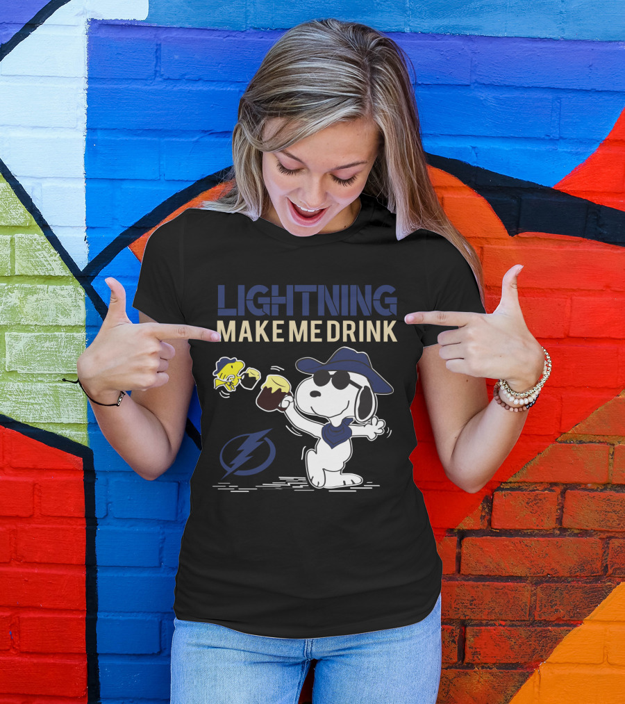 Snoopy Lightning Make Me Drink Tampa Bay Fans T-Shirt