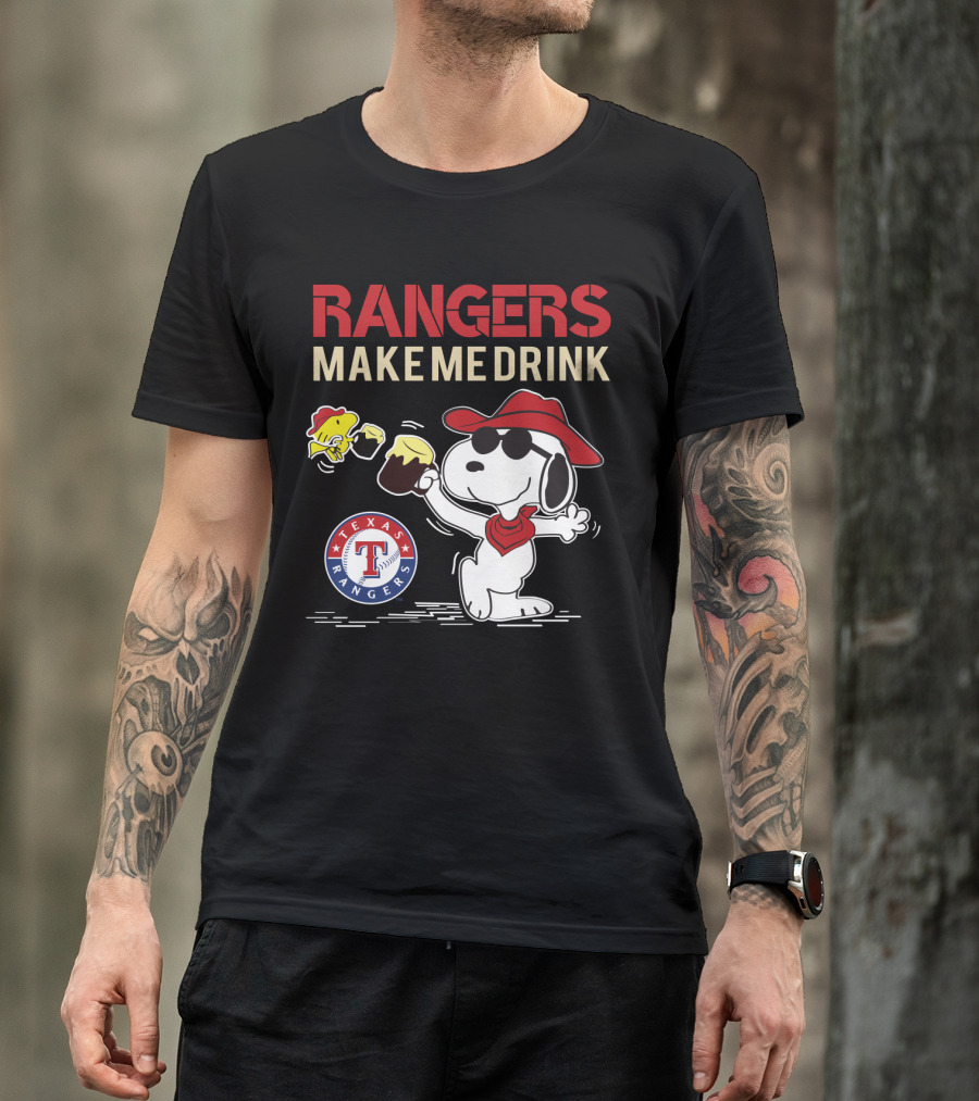 Texas Rangers Snoopy Makes Me Drink T-Shirt