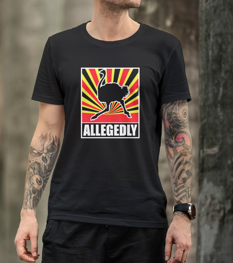 Allegedly Ostrich Silhouette On Bold Radiant Stripes T-Shirt