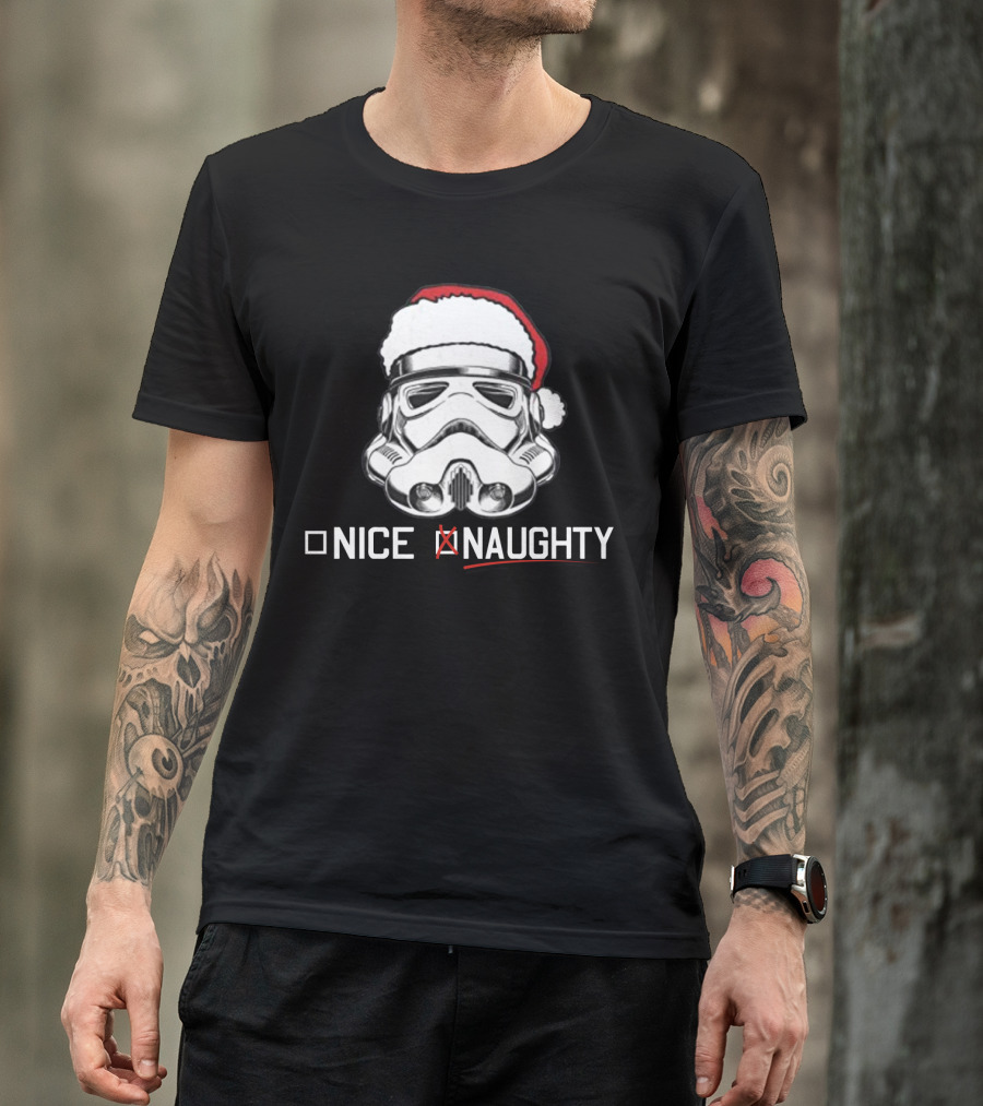 Star Wars Stormtrooper Santa Hat Naughty List Christmas Holiday Humor T-Shirt